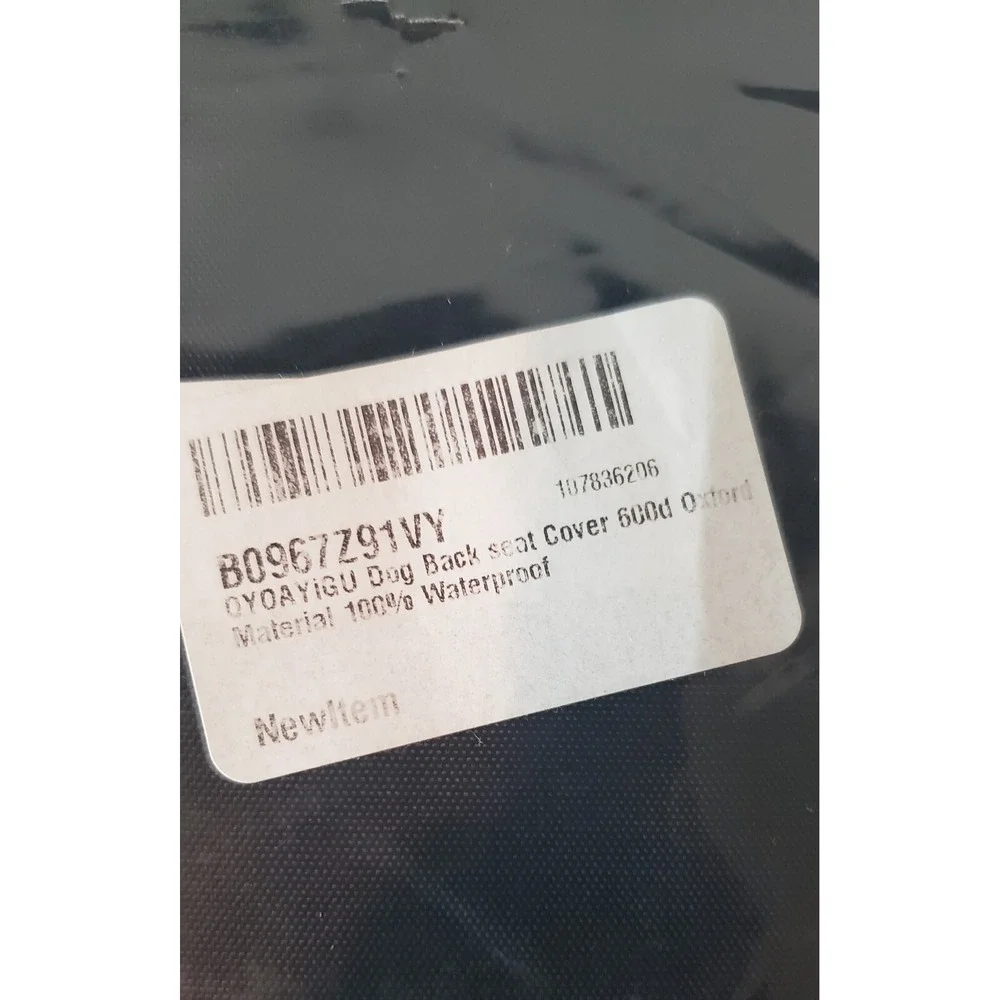 Dog‎ Back Seat Cover 600D Oxford Material 100% Waterproof Black - New